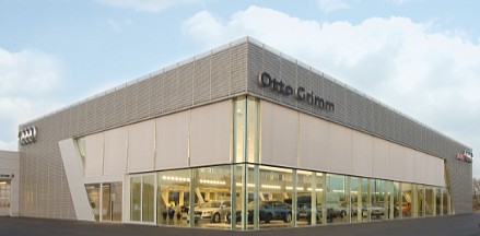 Perforated and anodised sheets from RMIG used for Audi facade